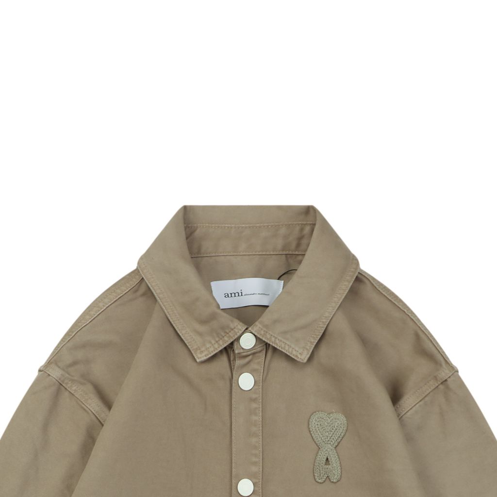AMI Paris Vintage Snow-Washed Denim Button-Up Shirt