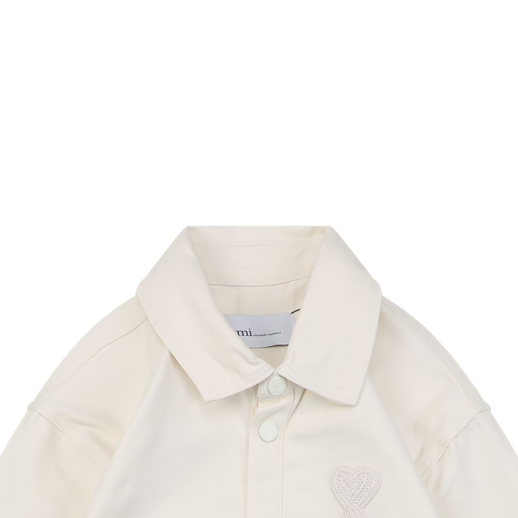 AMI Paris Vintage Snow-Washed Denim Button-Up Shirt