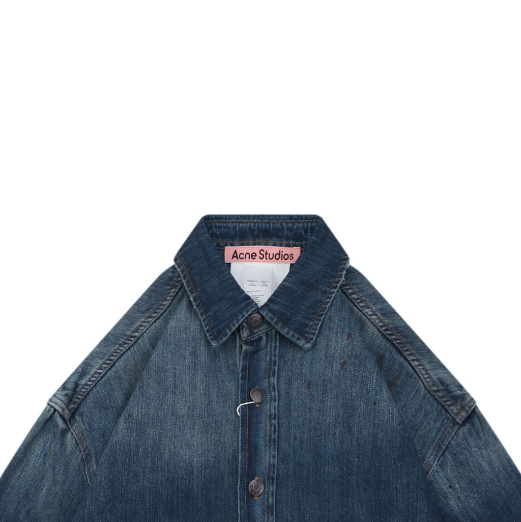 Acne Studios Hand-Painted Distressed Denim Long Sleeve Shirt