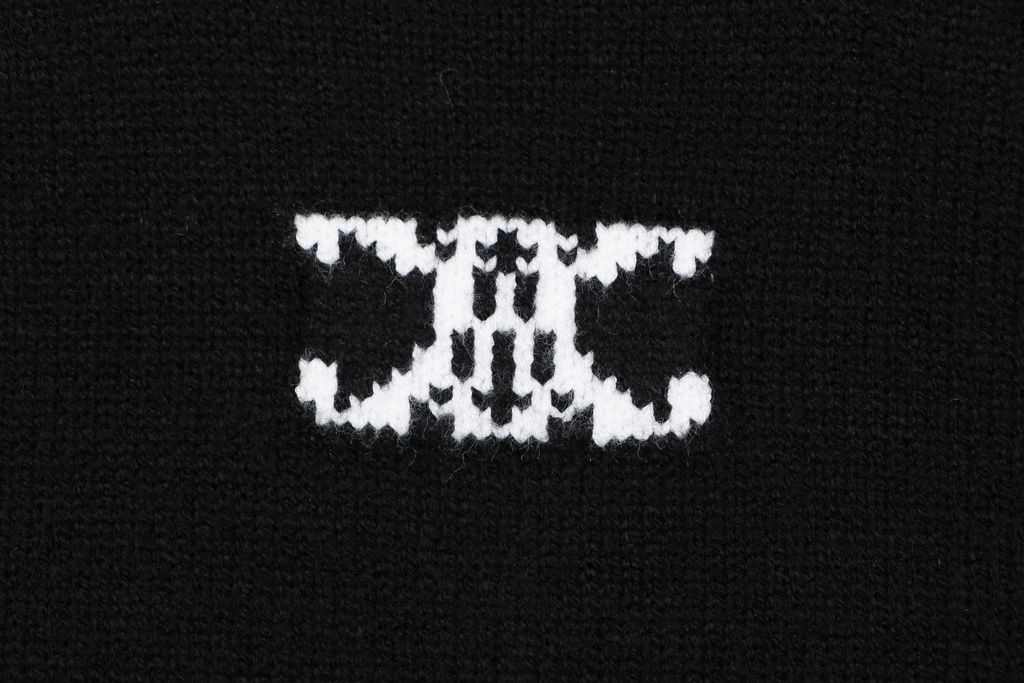 CELINE Chest Logo Anti-Pilling Knit Sweater