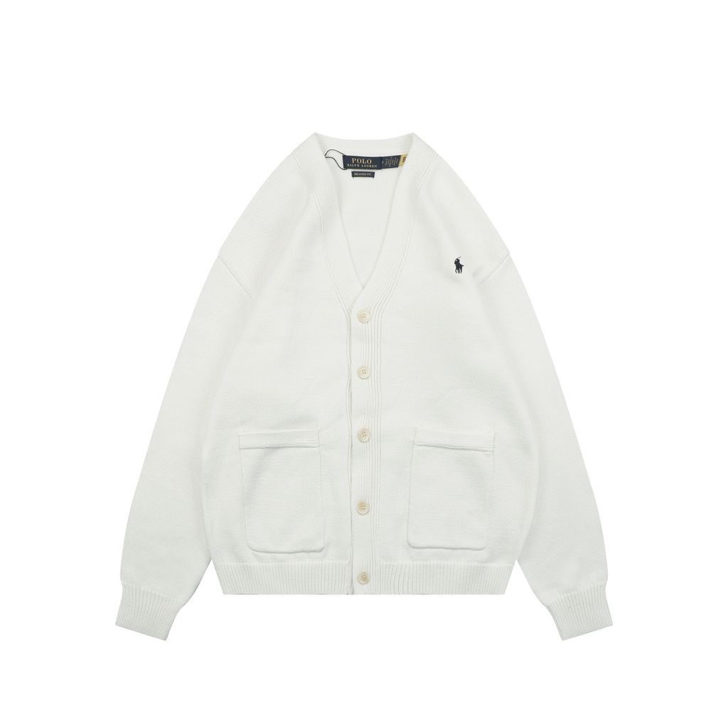Ralph Lauren Pony Five-Button Pocket Cardigan White