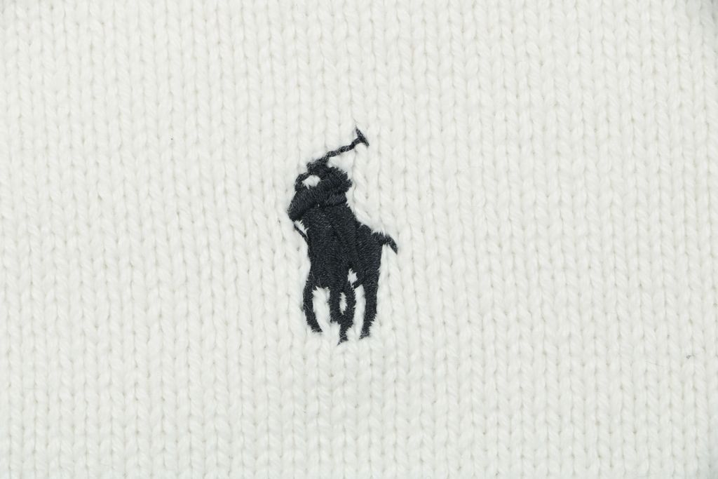 Ralph Lauren White Tajima Embroidered Pony Cardigan