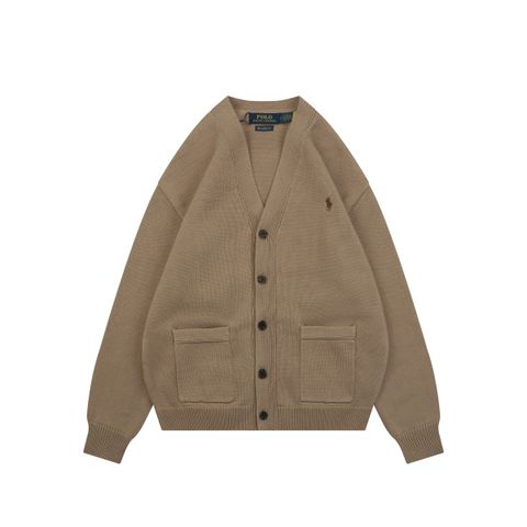 Ralph Lauren Pony Five-Button Pocket Cardigan Camel