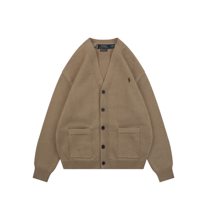 Ralph Lauren Pony Five-Button Pocket Cardigan Camel
