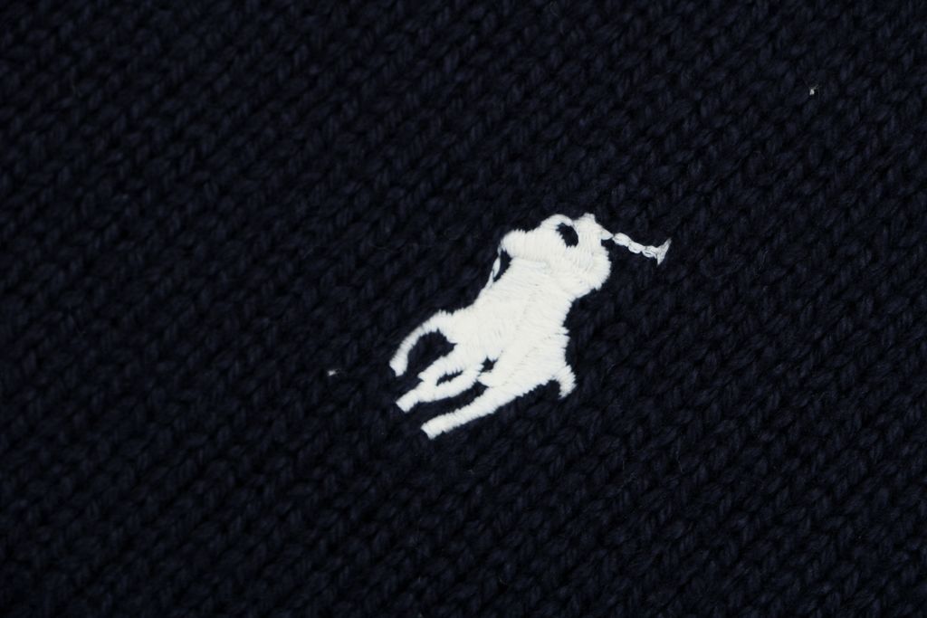 Ralph Lauren Navy Tajima Embroidered Pony Knit Sweater