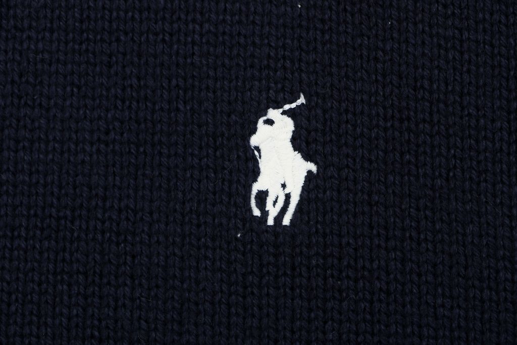 Ralph Lauren Navy Tajima Embroidered Pony Knit Sweater