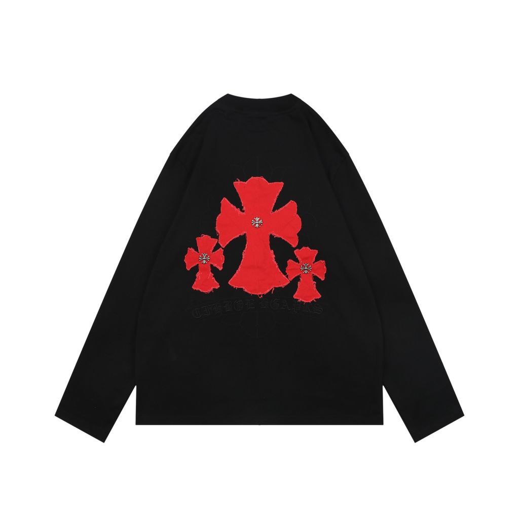 Chrome Hearts Triple Cross Print Long Sleeve T-Shirt