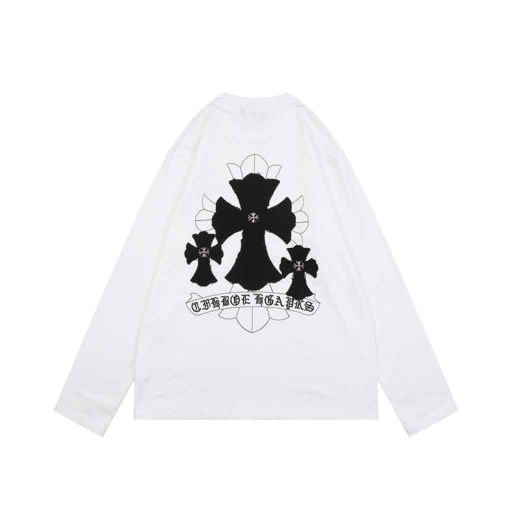 Chrome Hearts Triple Cross Print Long Sleeve T-Shirt