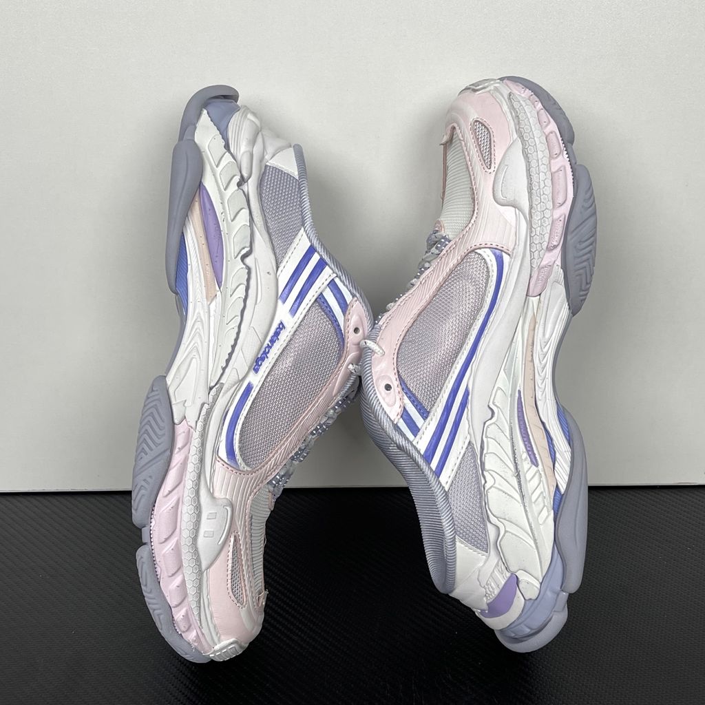 Shop Balenciaga Triple S.2 Mule 875020 WTSM0 5550 in Lilac Mix and Pink with gradient mesh styling, distressed detailing, hiking laces and a chunky 3-layer outsole.