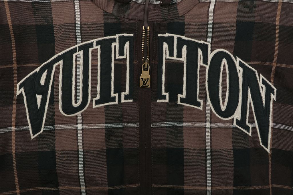 Louis Vuitton Cropped Arc Embroidered Plaid Hoodie Jacket