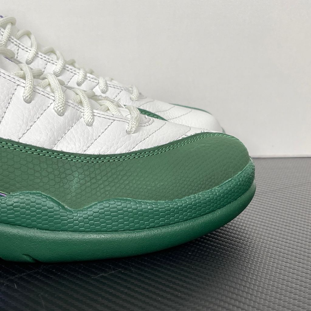 Shop Air Jordan 12 Retro Bucks CT8013-103 in Summit White, Fierce Purple and Gorge Green with premium leather, Air Zoom cushioning and rubber traction.