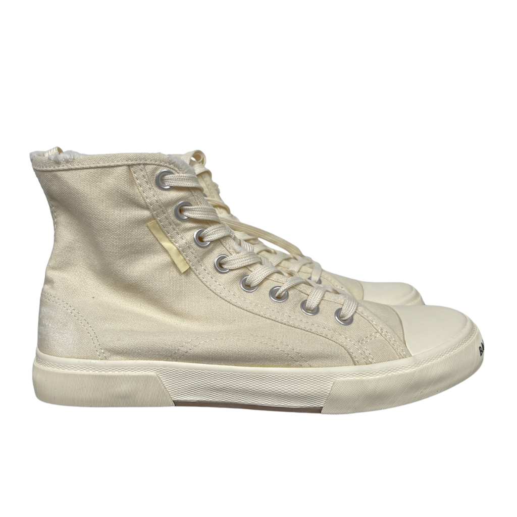 Balenciaga Paris High Top 688752 W3RC4 9090 Beige Off-White Destroyed Sneakers