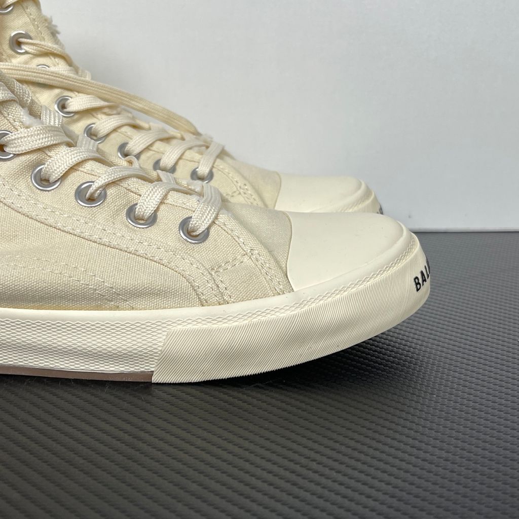 Balenciaga Paris High Top 688752 W3RC4 9090 Beige Off-White Destroyed Sneakers