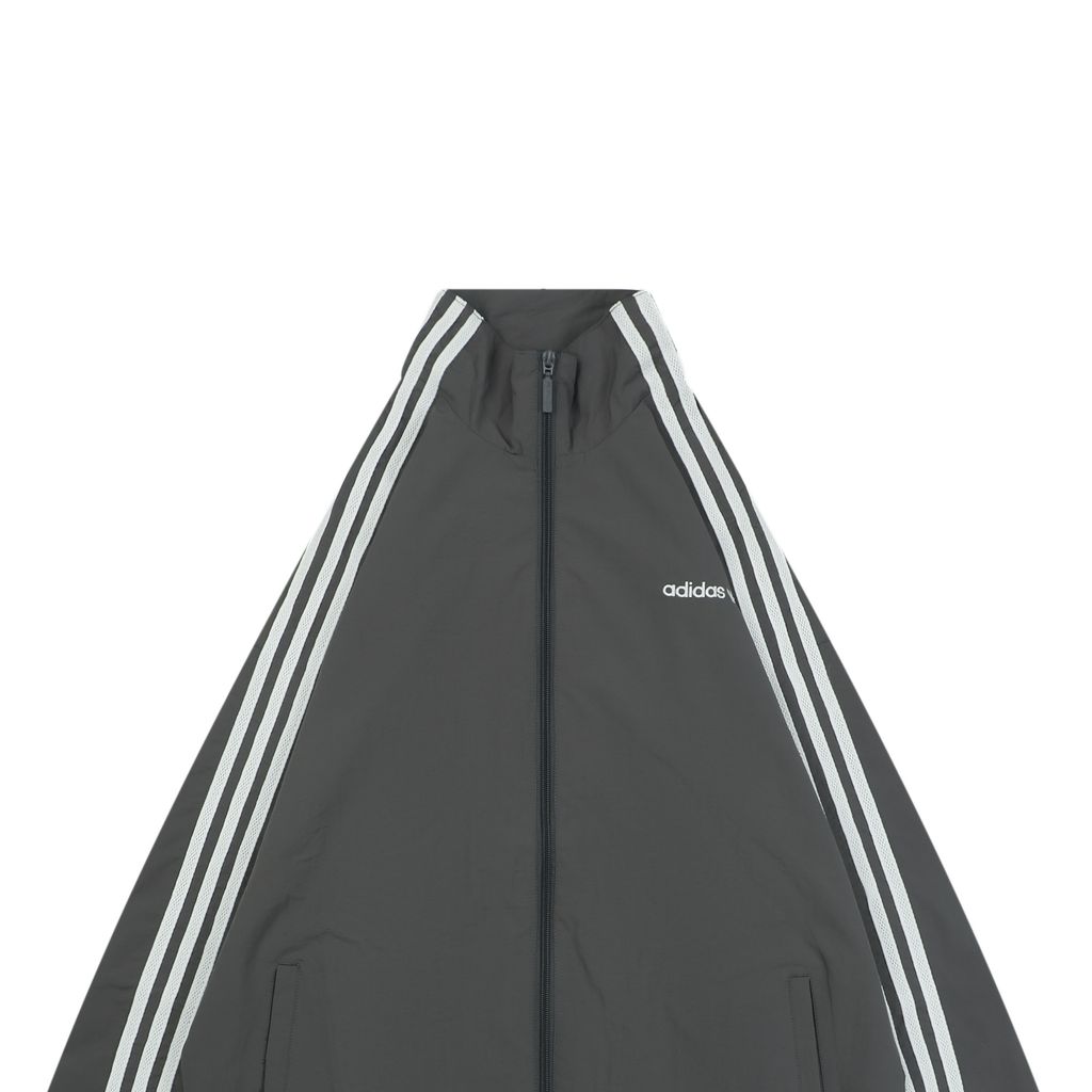 Adidas Grey Three-Stripes Nylon Blend Track Jacket