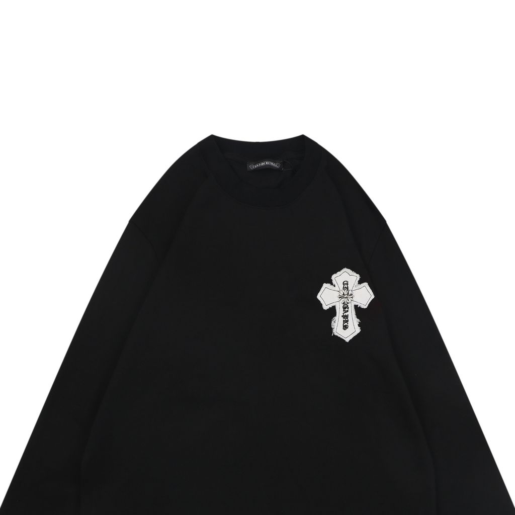 Chrome Hearts 230G Embroidered Cross Patch Long Sleeve T-Shirt