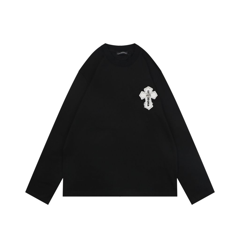 Chrome Hearts Black White Layered Cross Appliqué Long Sleeve