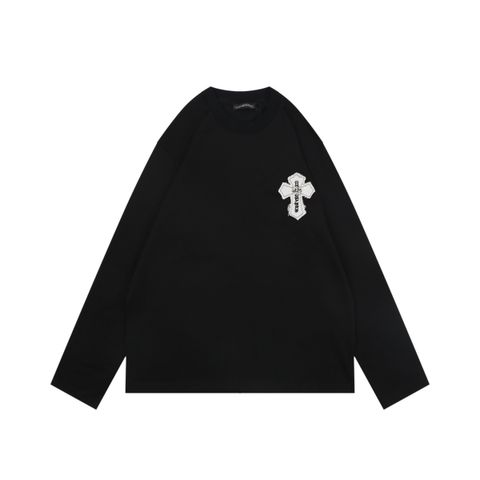 Chrome Hearts Black White Layered Cross Appliqué Long Sleeve