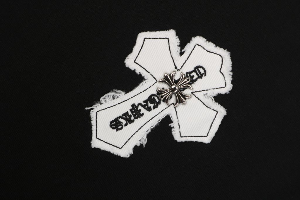Chrome Hearts Oversized Black White Cross Long Sleeve Tee