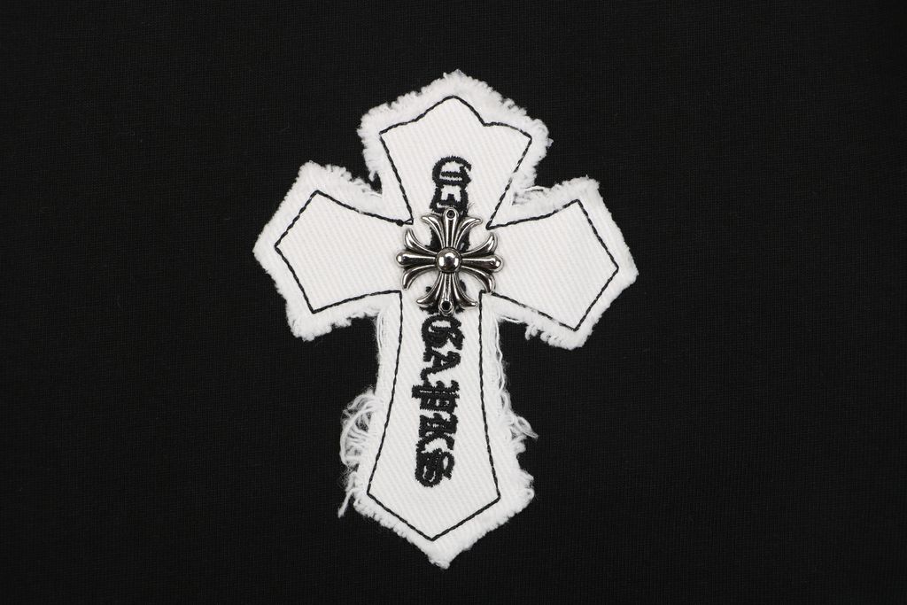 Chrome Hearts Oversized Black White Cross Long Sleeve Tee