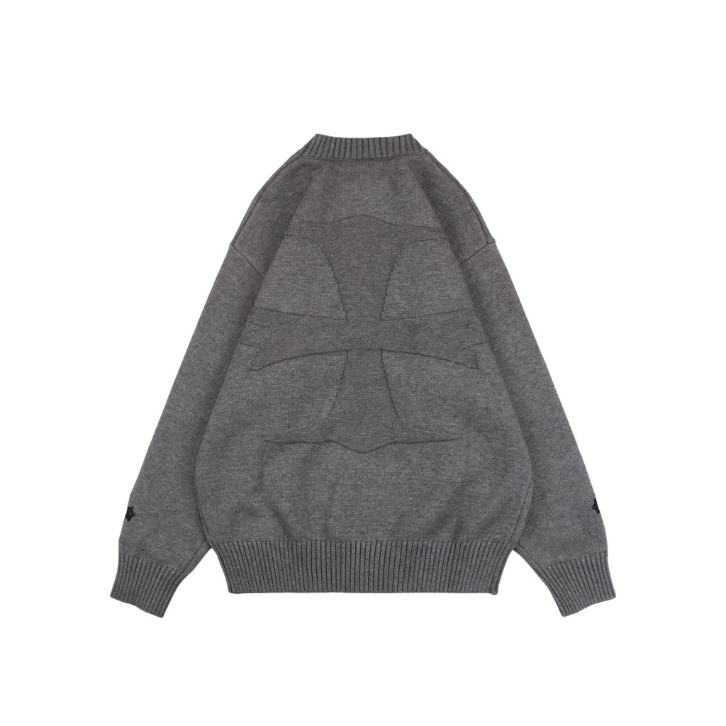 Chrome Hearts Cross Leather Patch Intarsia Crewneck Sweater