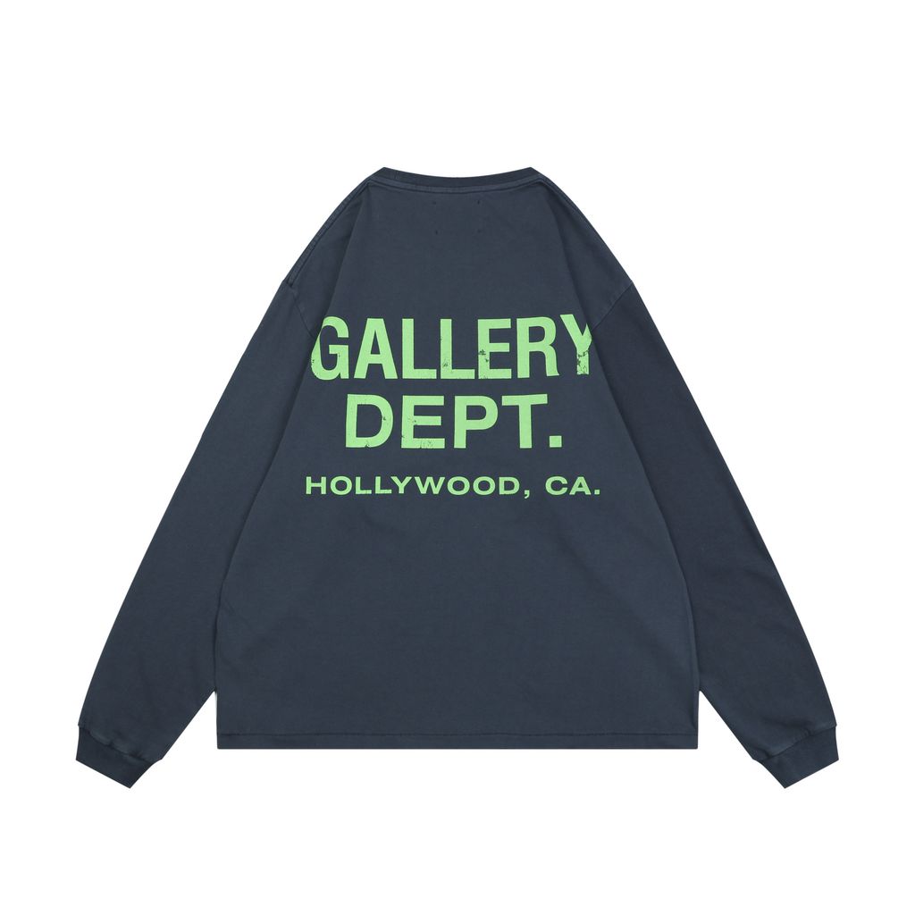 Gallery Dept Neon Green Distressed Letter Print Long Sleeve