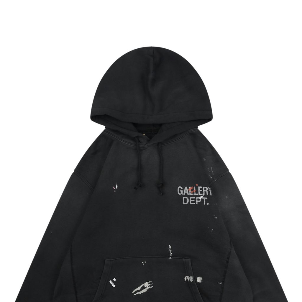 Gallery Dept Vintage Washed Black Cracked Print Hoodie