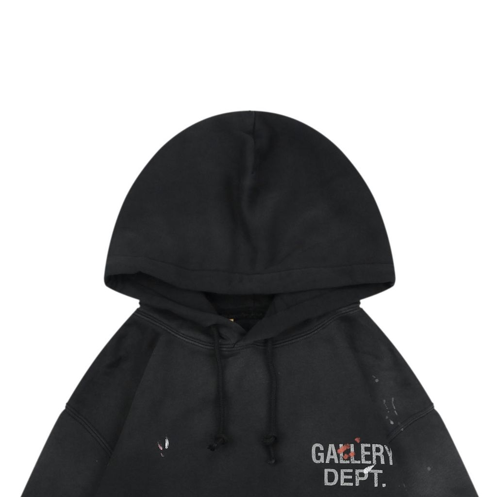 Gallery Dept Vintage Washed Black Cracked Print Hoodie