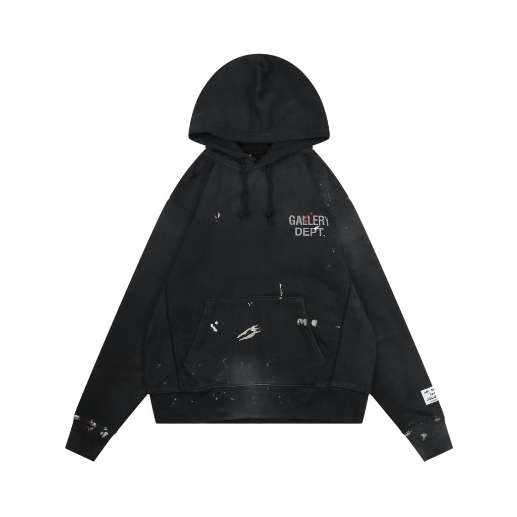 Gallery Dept Red Paint Splatter Distressed Logo Hoodie