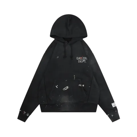 Gallery Dept Red Paint Splatter Distressed Logo Hoodie