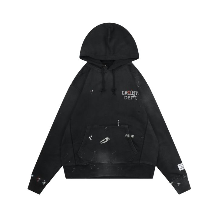 Gallery Dept Red Paint Splatter Distressed Logo Hoodie