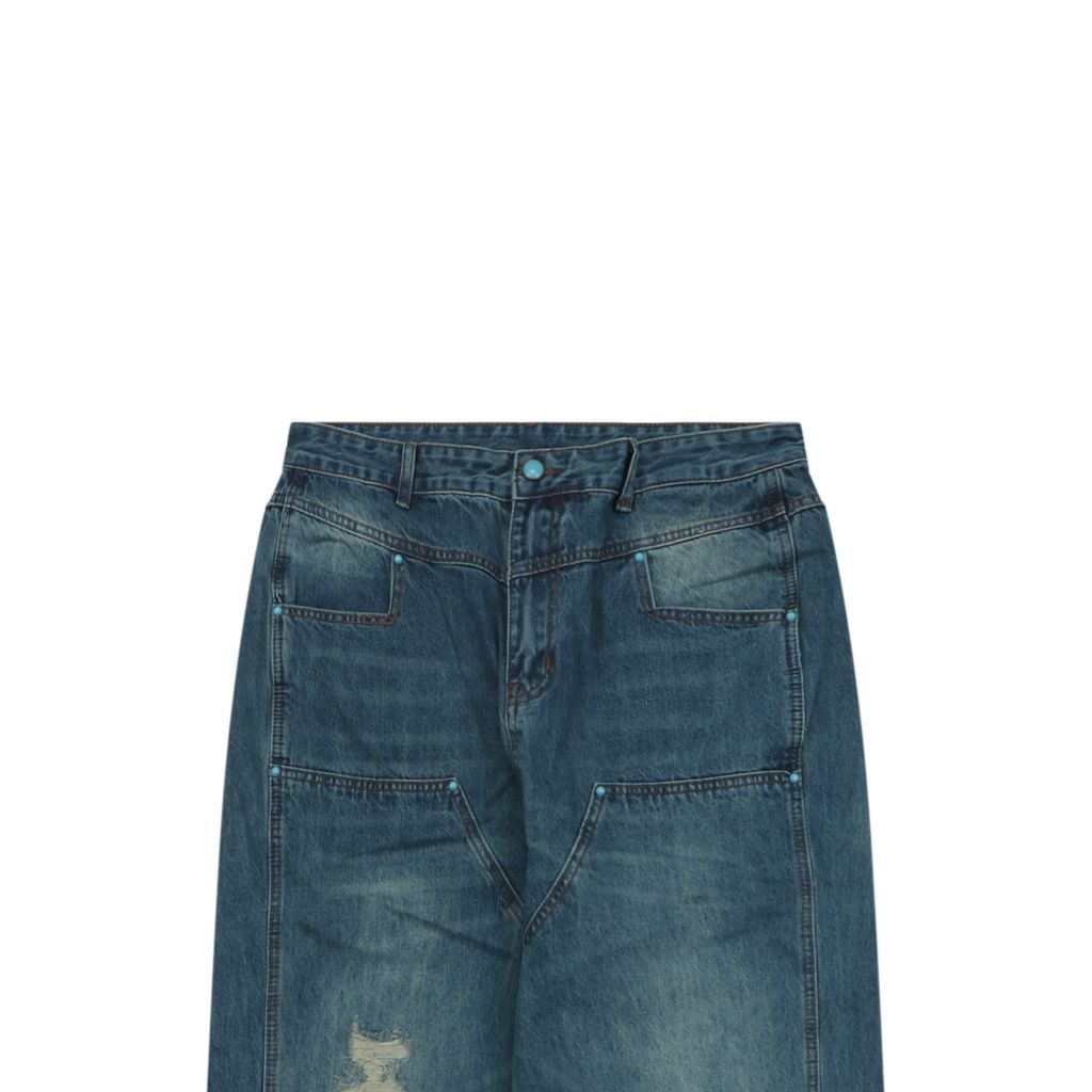 Louis Vuitton Laser-Engraved Vintage Cotton Denim Pants