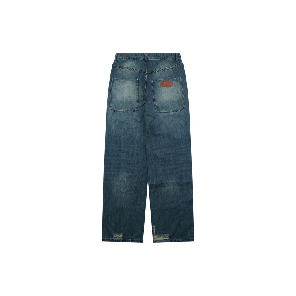 Louis Vuitton Turquoise Button Distressed Denim Jeans