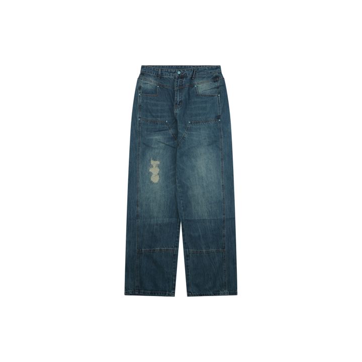 Louis Vuitton Turquoise Button Distressed Denim Jeans