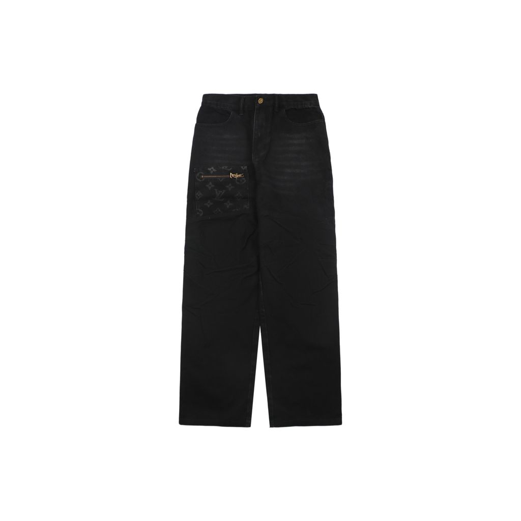 Louis Vuitton Monogram Embossed Zip Pocket Denim Jeans