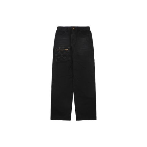 Louis Vuitton Monogram Embossed Zip Pocket Denim Jeans