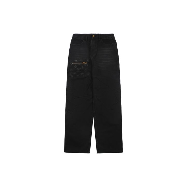 Louis Vuitton Monogram Embossed Zip Pocket Denim Jeans