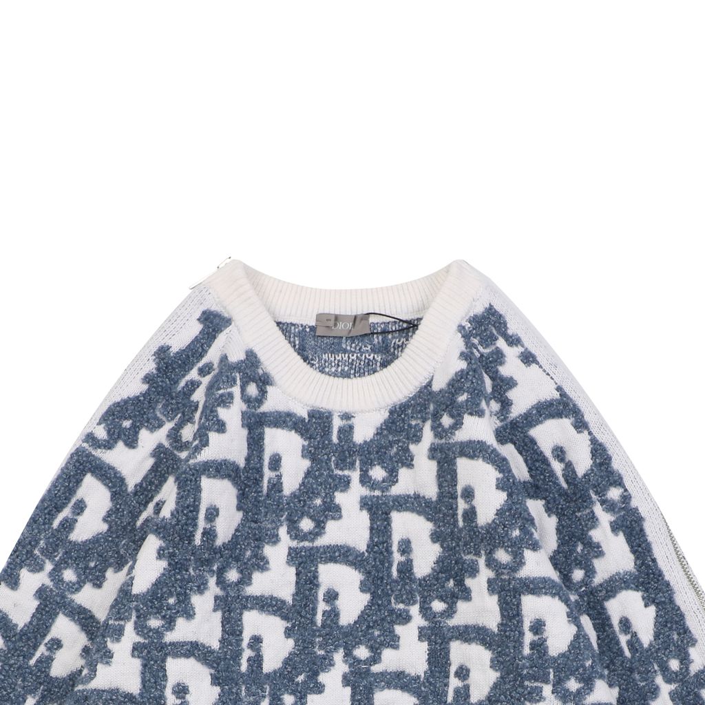 Dior White Lambswool Blend Raised Jacquard Sweater