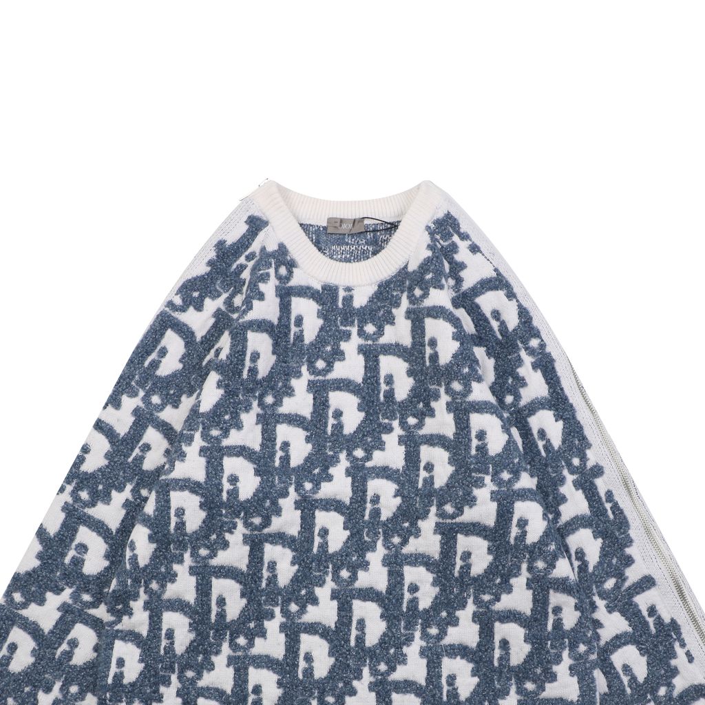 Dior White Lambswool Blend Raised Jacquard Sweater
