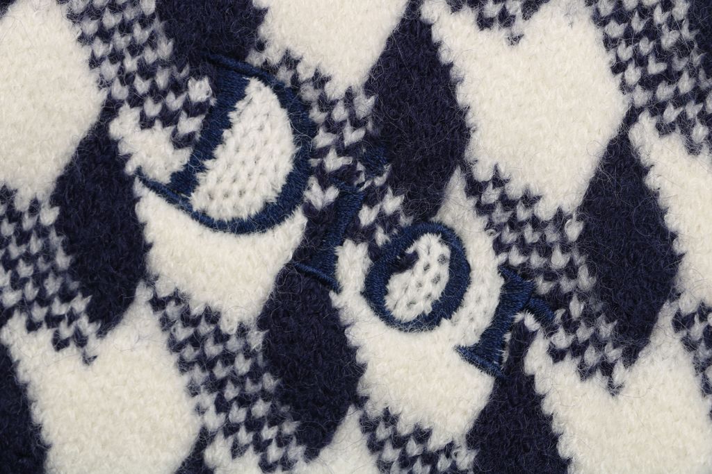 Dior Blue Houndstooth 3D Embroidered Sweater