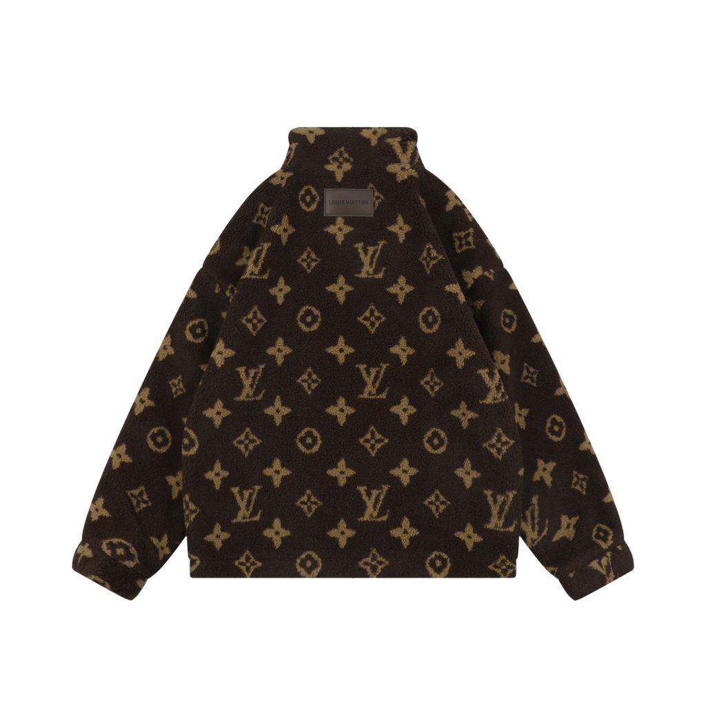 Louis Vuitton Brown Monogram Teddy Stand Collar Jacket