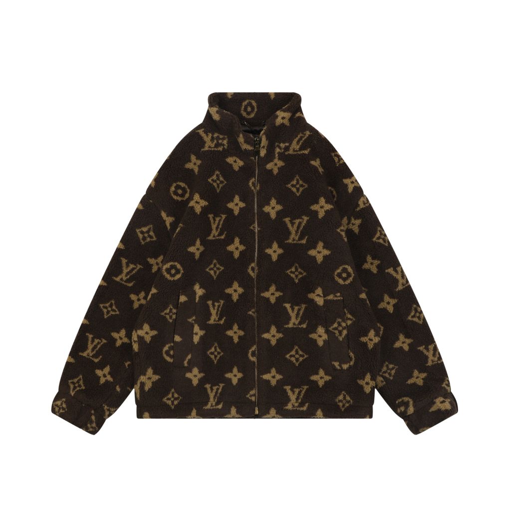 Louis Vuitton Brown Monogram Teddy Stand Collar Jacket