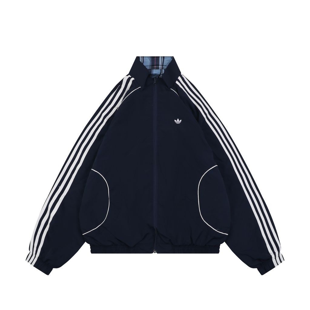 Adidas Trefoil Plaid Reversible High-Neck Jacket