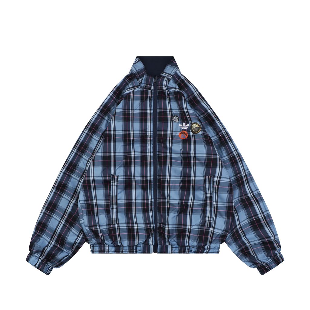 Adidas Trefoil Plaid Reversible High-Neck Jacket