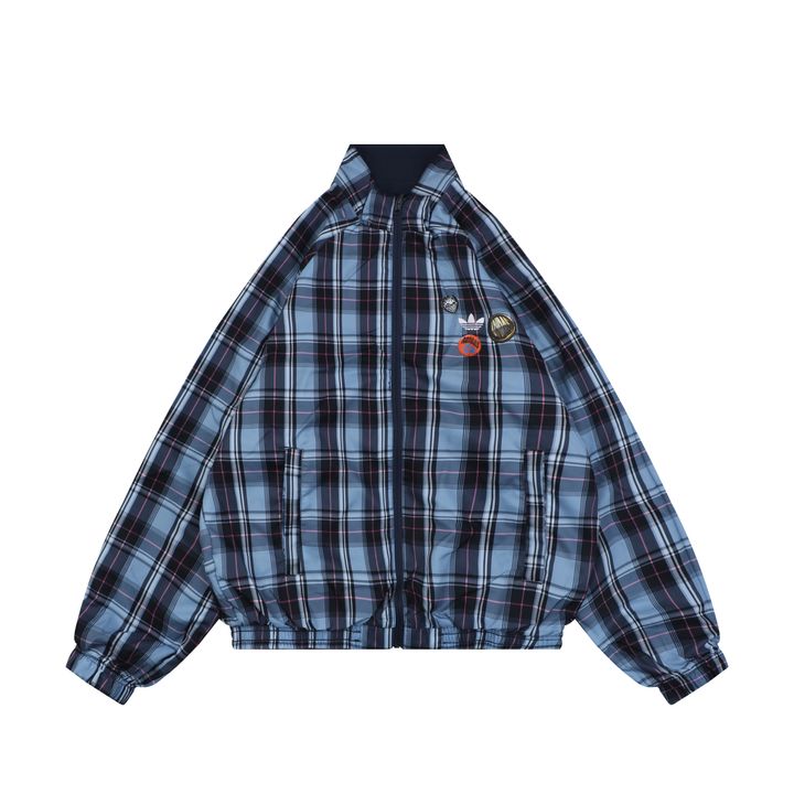 Adidas Trefoil Plaid Reversible High-Neck Jacket