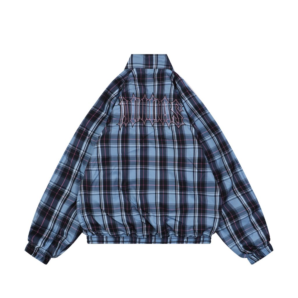 Adidas Trefoil Plaid Reversible High-Neck Jacket