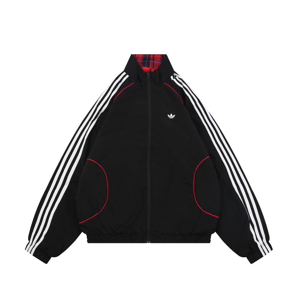 Adidas Trefoil Plaid Reversible High-Neck Jacket