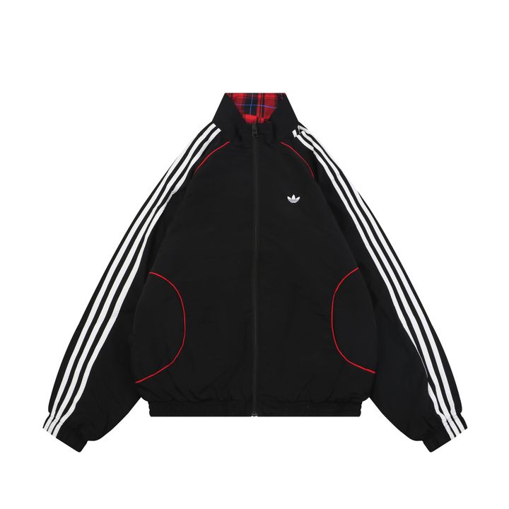 Adidas Trefoil Plaid Reversible High-Neck Jacket