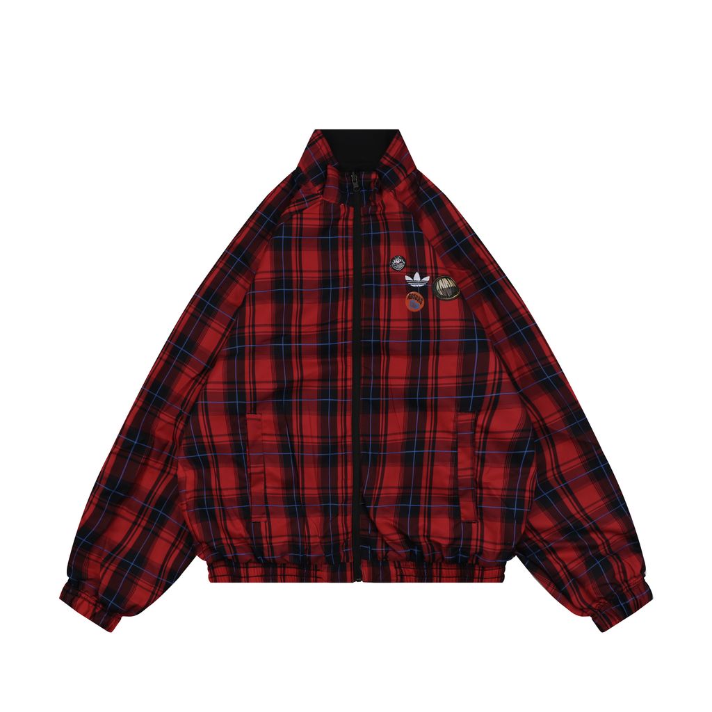 Adidas Trefoil Plaid Reversible High-Neck Jacket