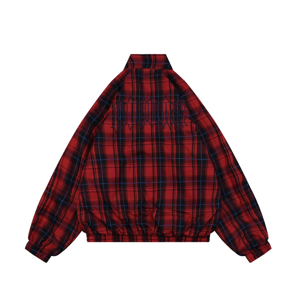 Adidas Trefoil Plaid Reversible High-Neck Jacket
