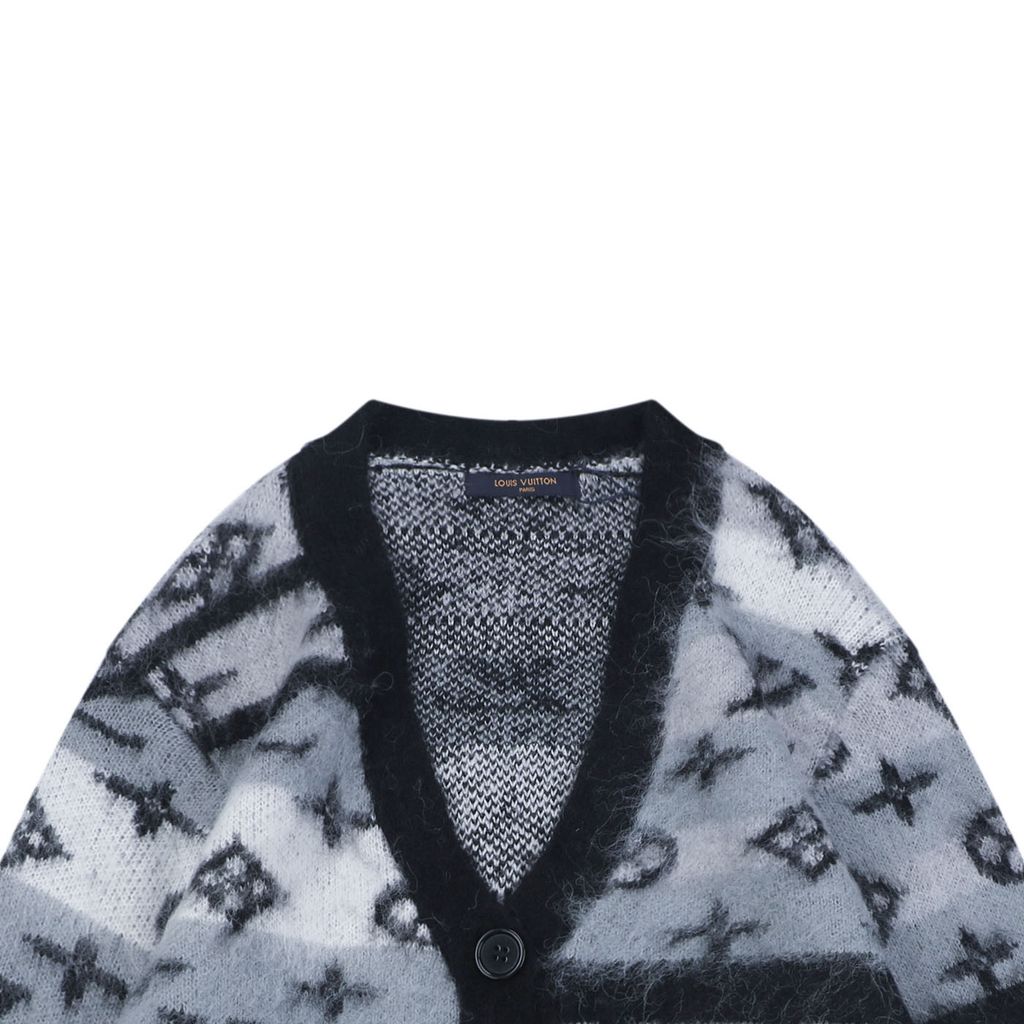 Louis Vuitton Seamless Computer-Knit Grey Cardigan